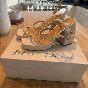 Betsey Johnson Women's Glitter Block Heel Sandals - Gold